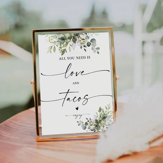 Signe De Table Symbole Fête des mariées de verdure Amour et Tacos