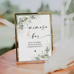 Signe De Table SYMBOLE Fête des mariées Or Eucalyptus Mimosa Bar