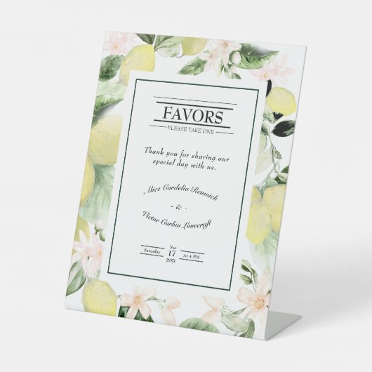 Signe De Table Symbole Fleur de citron Blanc Mariage Faveurs (Recto)