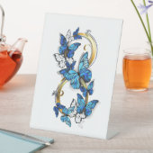 Signe De Table Symbole infini de papillons Morpho bleus (In SItu)