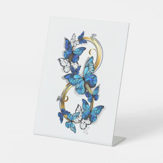 Signe De Table Symbole infini de papillons Morpho bleus (Recto)