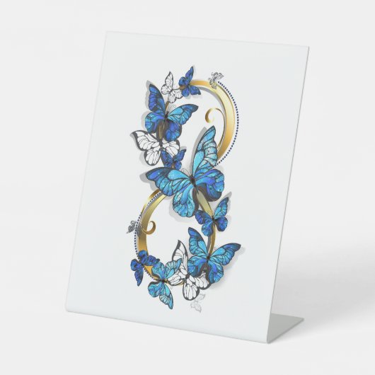 Signe De Table Symbole infini de papillons Morpho bleus (Recto)