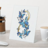 Signe De Table Symbole infini de papillons Morpho bleus (In SItu)