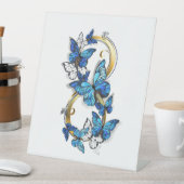 Signe De Table Symbole infini de papillons Morpho bleus (In SItu)