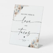 Signe De Table Symbole ivoire et bleu Boho Love et Tacos (Recto)