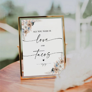 Signe De Table Symbole ivoire et bleu Boho Love et Tacos
