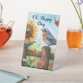 Signe De Table SYMBOLE JOUR Joyeux Bleu et Tournesol (In SItu)