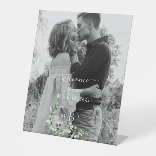 Signe De Table Symbole Mariage de bienvenue du Monogramme d'or et (Recto)