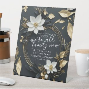 Signe De Table Symbole Mariage de la couronne fleurie or blanc ch