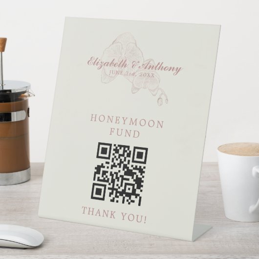 Signe De Table SYMBOLE Mariage Élégant QR Code Honeymoon Fund (In SItu)