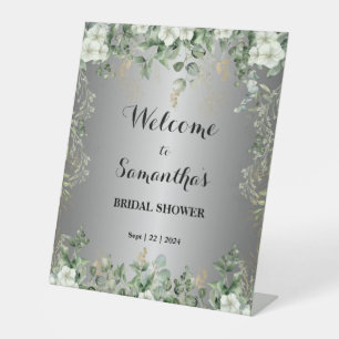 Signe De Table Symbole métallique Gold & Green Botanical Pedestal