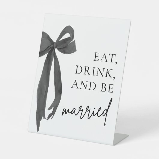 Signe De Table Symbole moderne Black Bow Eat Buvez et soyez marié (Recto)