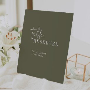 Signe De Table Symbole moderne chic Olive Green Table Réservé
