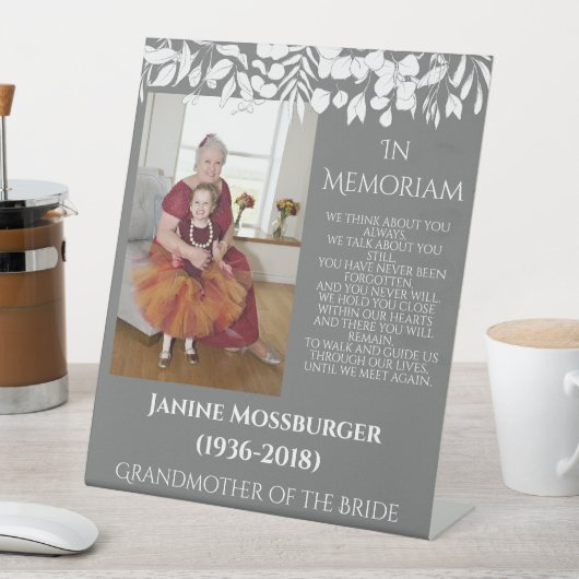 Signe De Table Symbole moderne des Feuilles blancs sur Grey (In SItu)