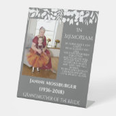 Signe De Table Symbole moderne des Feuilles blancs sur Grey (Recto)