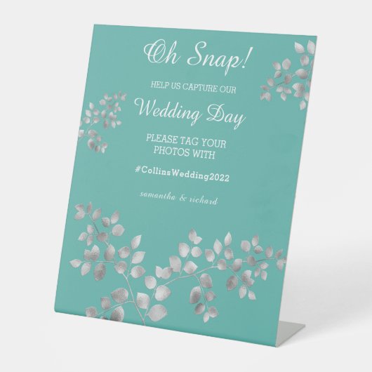 Signe De Table Symbole moderne Mariage floral argent (Recto)