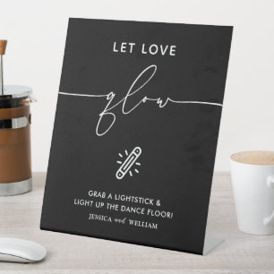 Signe De Table Symbole moderne noir Laisser l'amour Mariage brill
