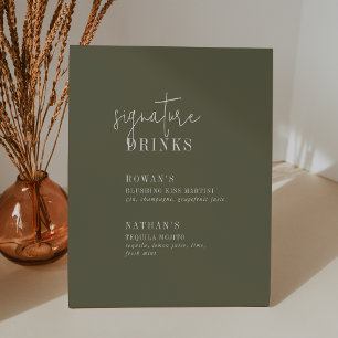 Signe De Table Symbole Olive Vert Chic Moderne Boissons