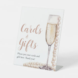 Signe De Table Symbole Pearl et Prosecco Champagne Cartes et cade