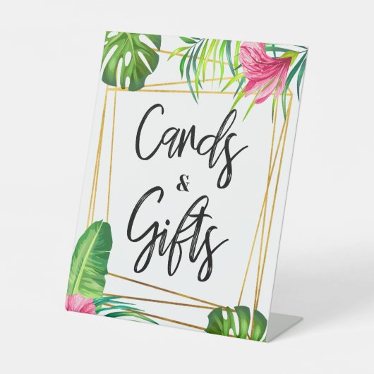 Signe De Table Symbole Piédestal Gold Tropical Cartes Et Cadeaux  (Recto)