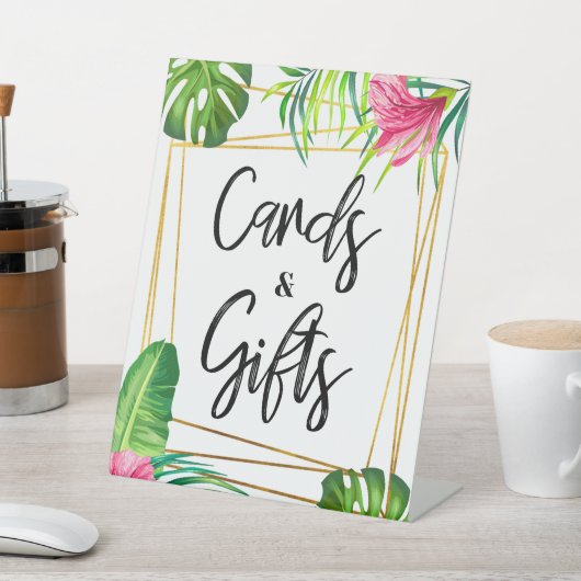 Signe De Table Symbole Piédestal Gold Tropical Cartes Et Cadeaux  (In SItu)