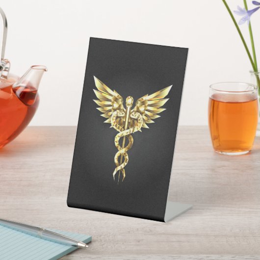 Signe De Table Symbole Polygonal Or Caduceus (In SItu)