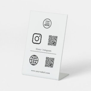 Signe De Table Symbole QR de l'icône des médias sociaux