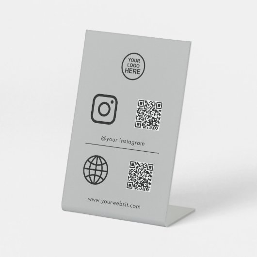 Signe De Table Symbole QR de l'icône des médias sociaux (Recto)