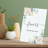 Signe De Table Symbole vert d'eucalyptus à fleurs blanches