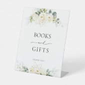 Signe De Table Symbole vert Roses Blanches Livres et Cadeaux (Recto)