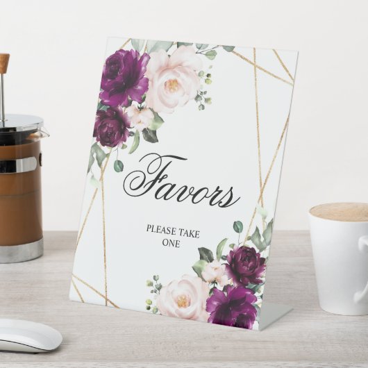Signe De Table Symbole violet et rose vif Rose Douche Faveurs (In SItu)
