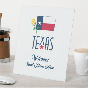 Signe De Table Symboles de Texas, Texas Flag et Yellow Rose