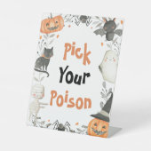 Signe De Table Sympa Halloween Ghost Choisissez votre poison Bois (Recto)