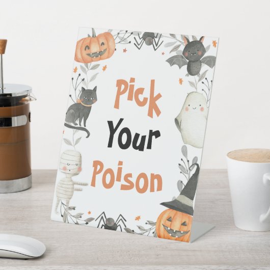 Signe De Table Sympa Halloween Ghost Choisissez votre poison Bois (In SItu)