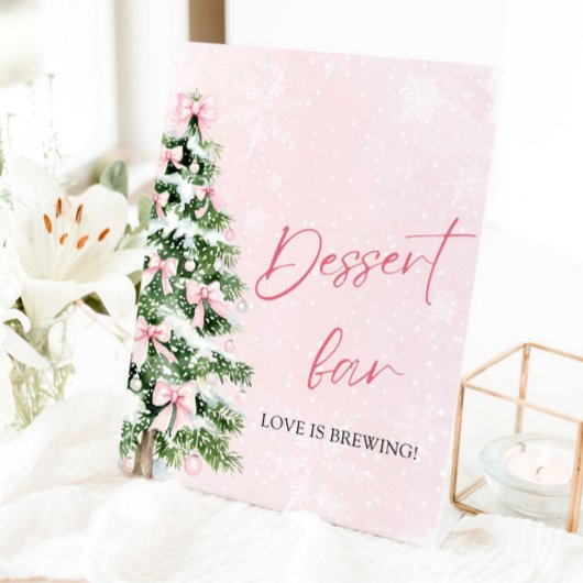 Signe De Table Sympa Pink Bows Christmas Tree Dessert Bar Sign