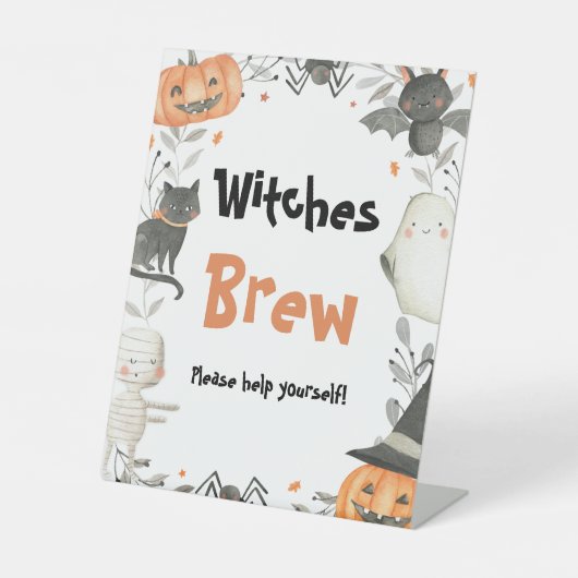 Signe De Table Sympathique Halloween Ghost Sorches Brew Boissons (Recto)