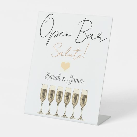 Signe De Table Sympathique mariage élégant à barres ouvertes numé (Recto)
