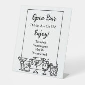 Signe De Table Sympathique Open Bar Mariage Sign (Recto)