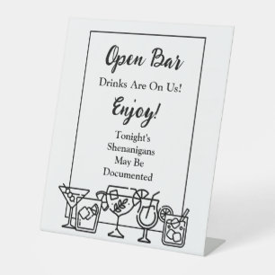 Signe De Table Sympathique Open Bar Mariage Sign