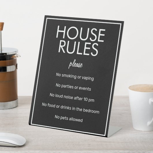 Signe De Table Système moderne de base Black House Rules Guest Pi (In SItu)