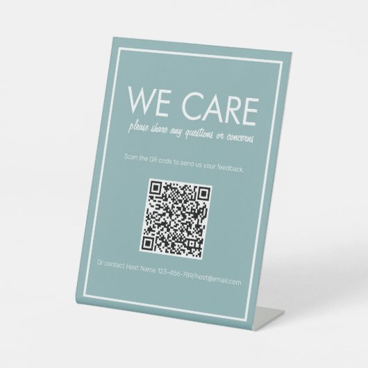 Signe De Table Système moderne Turquoise QR Code Feedback Counter (Recto)
