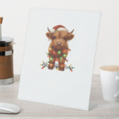 Signe De Table T-shirt classique de la vache écossaise de Noël (In SItu)