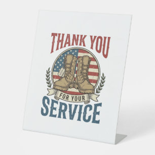 Signe De Table T-shirt de bottes militaires de remerciement pour 