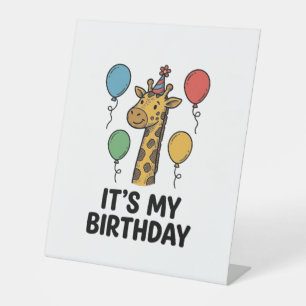 Signe De Table T-shirt de fête d'anniversaire de girafe mignon De
