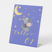 Signe De Table Table de Baby shower Eléphant et Petit Papillon (Recto)