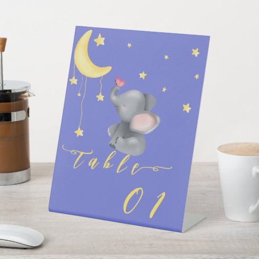 Signe De Table Table de Baby shower Eléphant et Petit Papillon (In SItu)