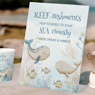 Signe De Table Table de buffet pour Baby Shower baleine Fun Under