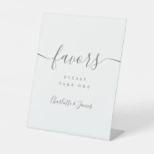 Signe De Table Table de cadeaux de mariage de script moderne gris (Recto)