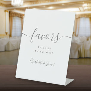 Signe De Table Table de cadeaux de mariage de script moderne gris