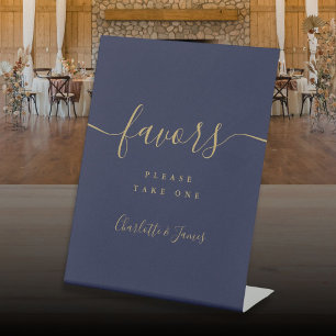 Signe De Table Table de cadeaux de mariage moderne écriture Navy 